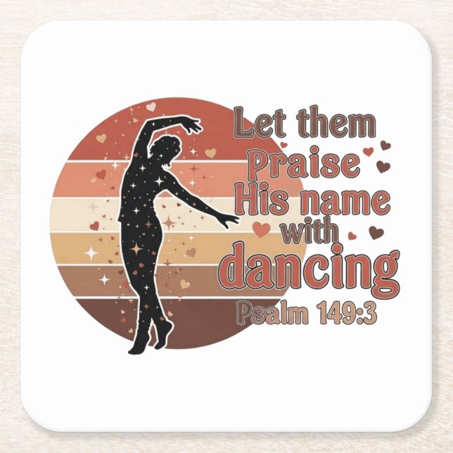 Silhouette eines Tänzers - Psalm-basiertes Design Rechteckiger Pappuntersetzer (Vorderseite)