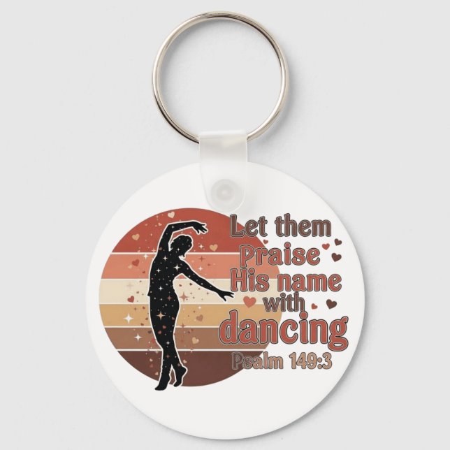 Silhouette eines Tänzers - Psalm-basiertes Design Schlüsselanhänger (Vorderseite)