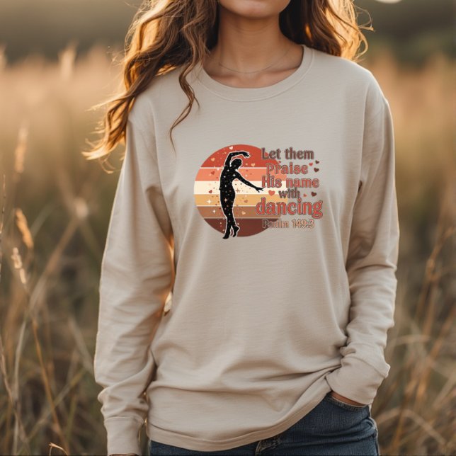 Silhouette eines Tänzers - Psalm-basiertes Design Tri-Blend Shirt (Silhouette of a dancer - Design based upon Psalm 149:3 Let them praise his name with dancing design.)