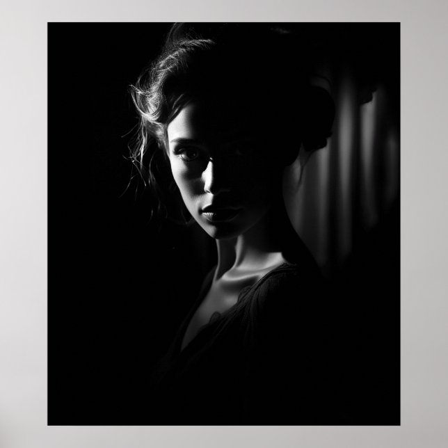 Silhouette eines weiblichen Gesichts B&W-Fotos Poster (Vorne)