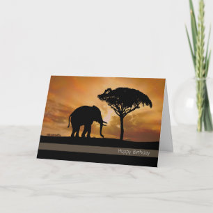 Silhouette Elephant Avec Carte D'Anniversaire Au c