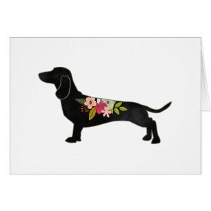 Silhouette florale de Dachshund