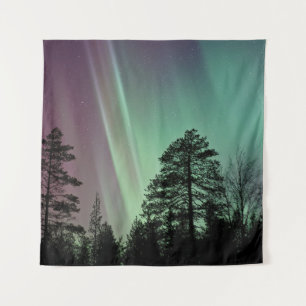 Silhouette FOTO VON AURORA BOREALIS Wandteppich
