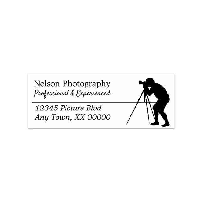 Silhouette Fotograf Rücksendeadresse Gummistempel (Prägung)