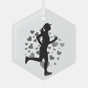 Silhouette - Frauen als Runner Sport Ornament Aus Glas