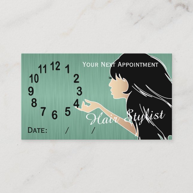 Silhouette-Frauen-Haar-Stylist-Verabredung Terminkarte (Vorderseite)