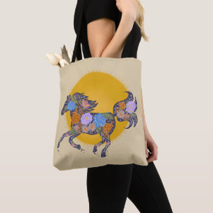 Silhouette für Blumenpferde_Lila Tote Beutel Tasche