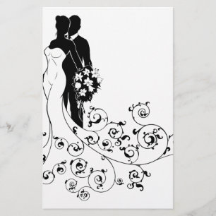 Silhouette für Braut- und Hochzeitskleidung Briefpapier