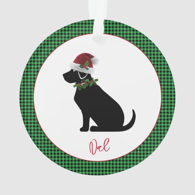 Silhouette für den WeihnachtsKaro Green Black Lab Ornament (Rückseite)
