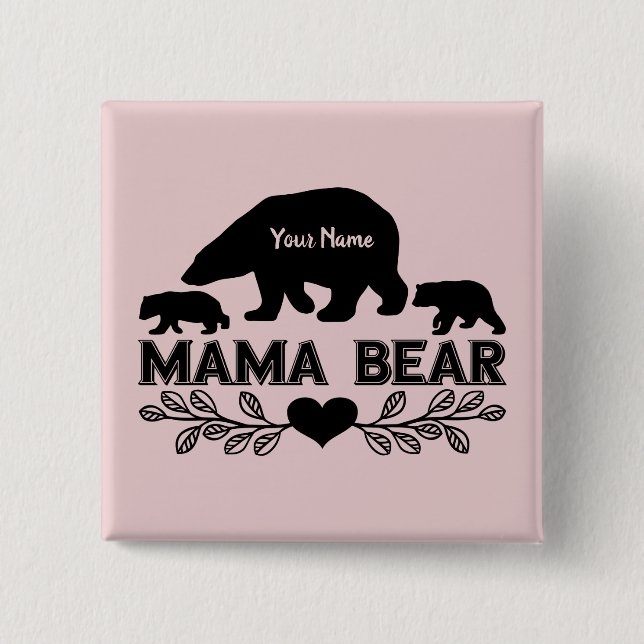 Silhouette für die individuelle Mama der Bärenköpf Button (Vorderseite)