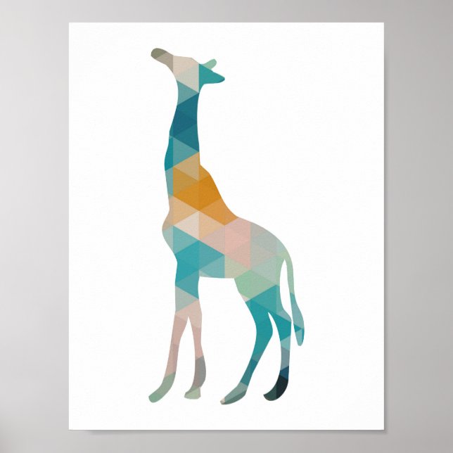 Silhouette für farbenfrohe geometrische Giraffe Poster (Vorne)