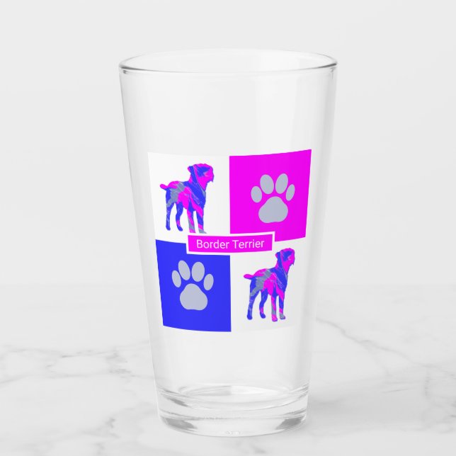 Silhouette für Grenzgänger, Dog & Paw Pink und Bla Glas (Vorderseite)