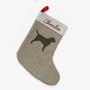 Silhouette für Grenzgänger Niedlicher Hund Lover U Kleiner Weihnachtsstrumpf