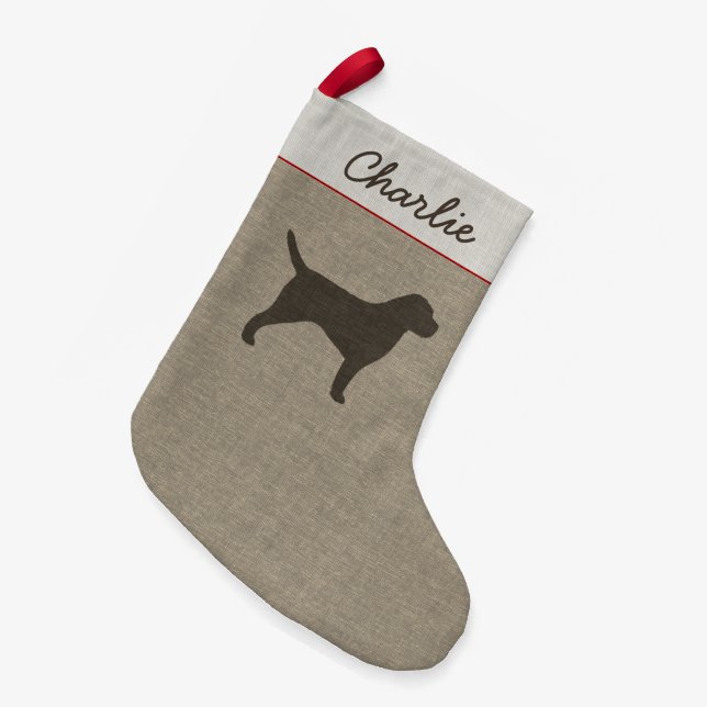 Silhouette für Grenzgänger Niedlicher Hund Lover U Kleiner Weihnachtsstrumpf (Vorderansicht (hängend))