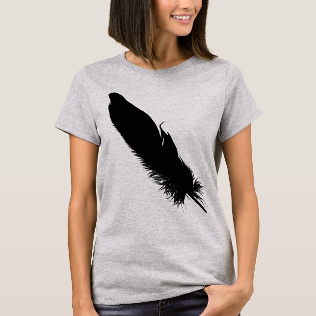Silhouette für große schwarze Federn T-Shirt (Vorderseite)