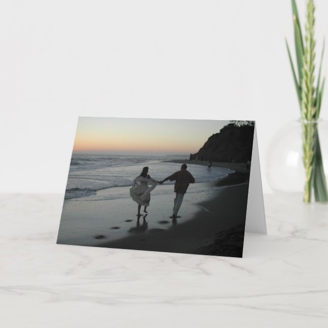 Silhouette für Hochzeiten am Strand Karte (Vorderseite)
