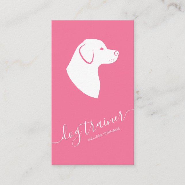 Silhouette für Hunde mit rosa und weißem Hintergru Visitenkarte (Vorderseite)