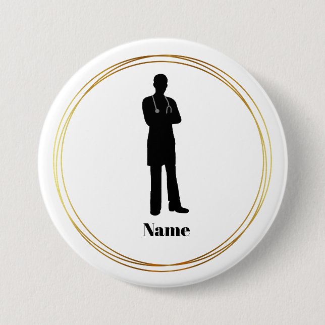Silhouette für männliche Ärzte Schaltfläche Nr. 2 Button (Vorderseite)