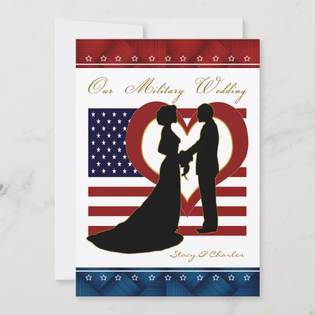 Silhouette für militärische Hochzeitseinladung - H Einladung (Vorderseite)