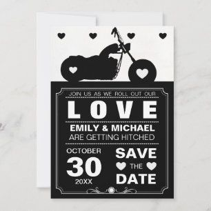 Silhouette für Schwarz-Weiß-Motorräder Save the Da Date