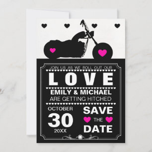 Silhouette für Schwarz-Weiß-Motorräder Save the Da Date