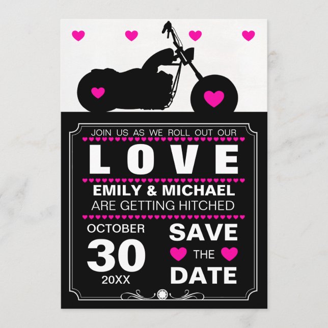 Silhouette für Schwarz-Weiß-Motorräder Save the Da Save The Date (Vorderseite)