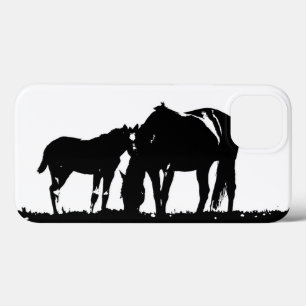 Silhouette für Schwarz-weiße Pferde Case-Mate iPhone Hülle