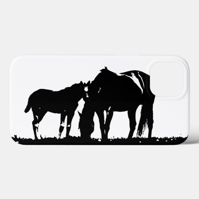 Silhouette für Schwarz-weiße Pferde Case-Mate iPhone Hülle (Rückseite (Horizontal))