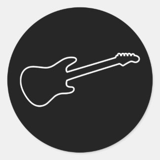 Silhouette für schwarze und weiße Gitarre Runder Aufkleber