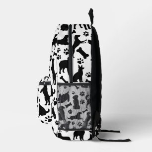 Silhouette für Schwarze und Weiße Hunde Bedruckter Rucksack