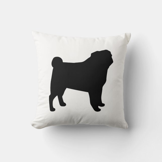 Silhouette für Schwarzer Mops | Hund Lover ist sch Kissen (Vorderseite)