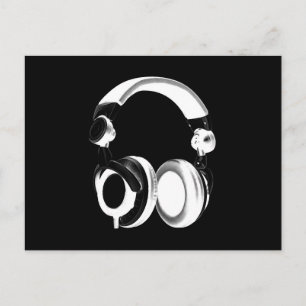 Silhouette für Schwarzweiß-Headphones Postkarte