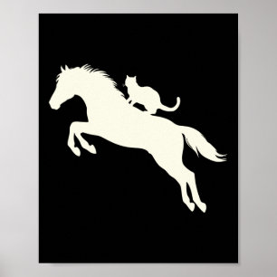 Silhouette für Tierfreunde auf dem Pferderücken Poster