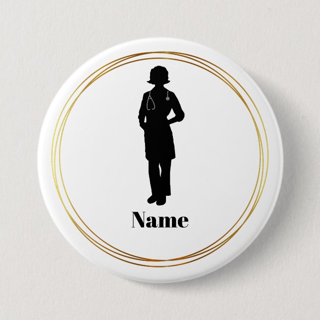 Silhouette für weibliche Ärzte Schaltfläche #2 Button (Vorderseite)