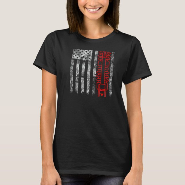 Silhouette Fuse Cutout American Flag Lineman  1 T-Shirt (Vorderseite)