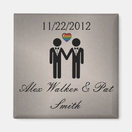 Silhouette Gay Grooms mit Regenbogenherz Magnet