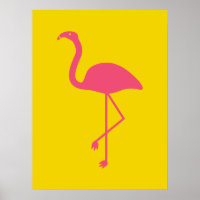 Silhouette Gelb und Rosa Flamingo