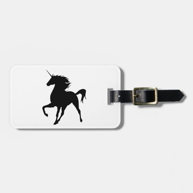 Silhouette-Gepäckmarke Black Unicorn Gepäckanhänger (Vorderseite horizontal)