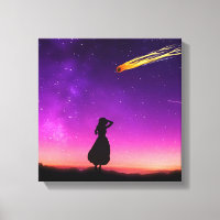 Silhouette Girl beobachtet Meteorabsturz auf der E