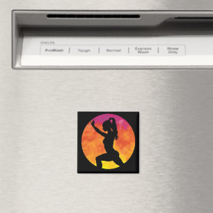 Silhouette-Girl-Workout-Mond Magnet
