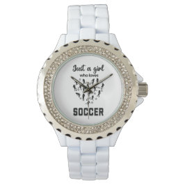 Silhouette Girls spielen Fußball Armbanduhr