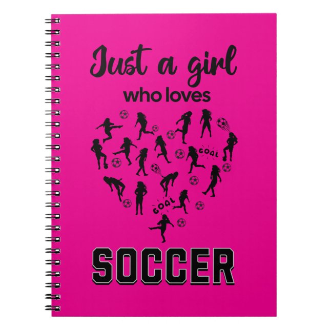 Silhouette Girls spielen Fußball Notizblock (Vorderseite)