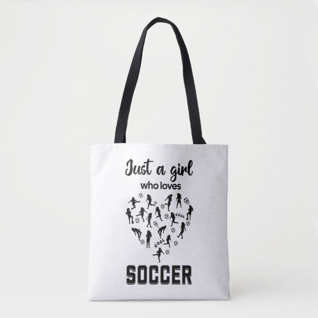 Silhouette Girls spielen Fußball Tasche (Vorderseite)