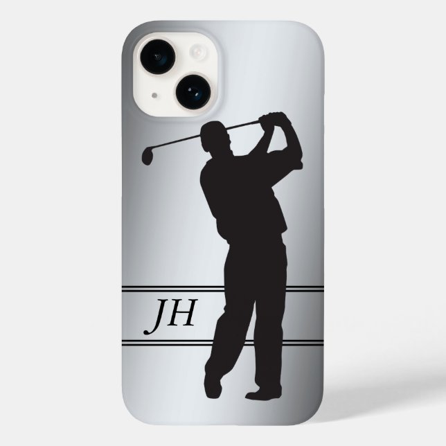 Silhouette Golfer Monogram Case-Mate iPhone 14 Hülle (Rückseite)
