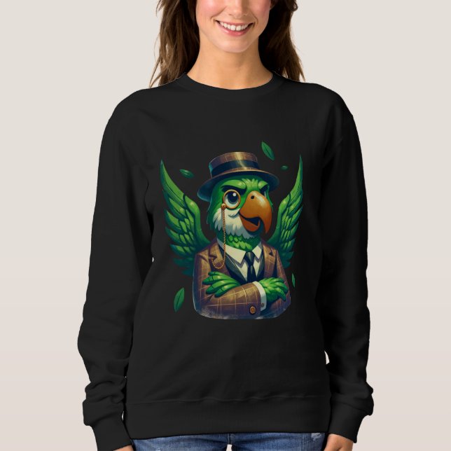 Silhouette Green Parrot Cartoon Illustration Graph Sweatshirt (Vorderseite)