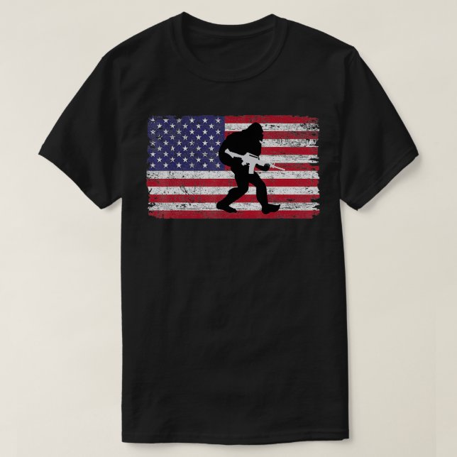 Silhouette Gun US-amerikanische Flagge USA für Gun T-Shirt (Design vorne)