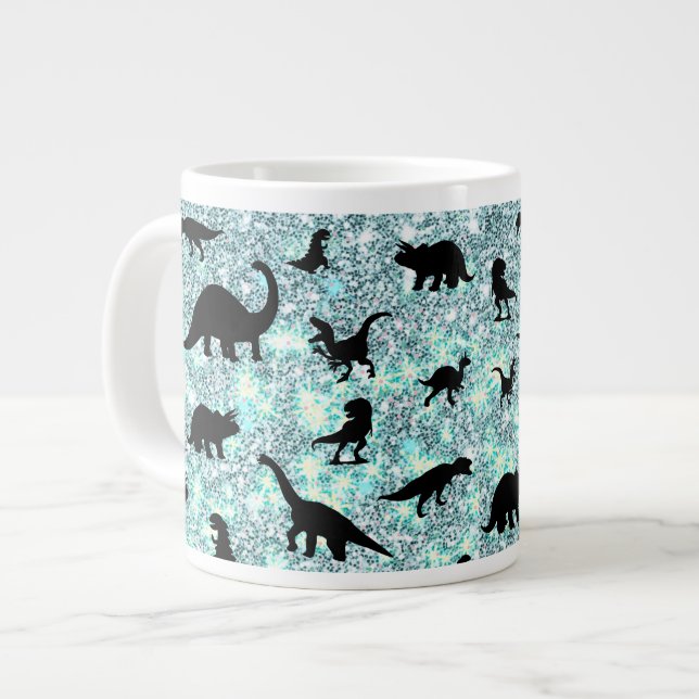 Silhouette Haifischwal Gefälle Sparkle Galax Jumbo-Tasse (Vorderseite Links)