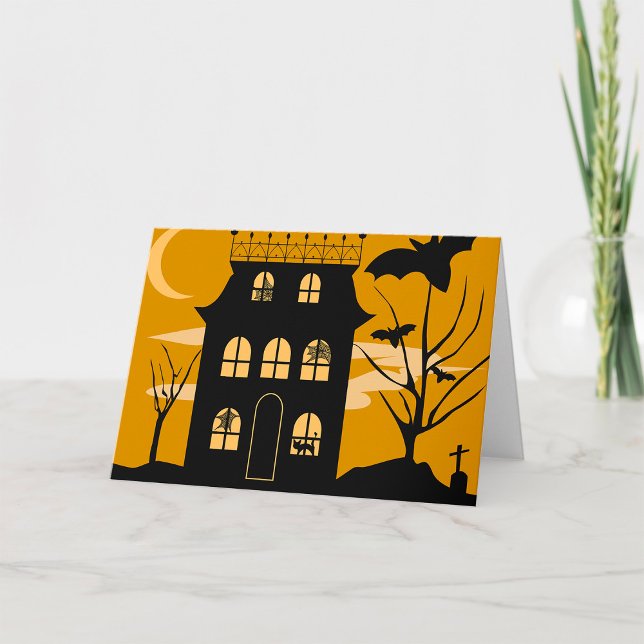 Silhouette Halloween House Cartes de voeux (Créateur téléchargé)