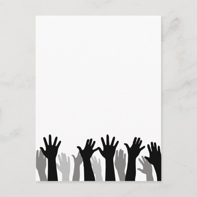 Silhouette, Handheben, Protest Postkarte (Vorderseite)