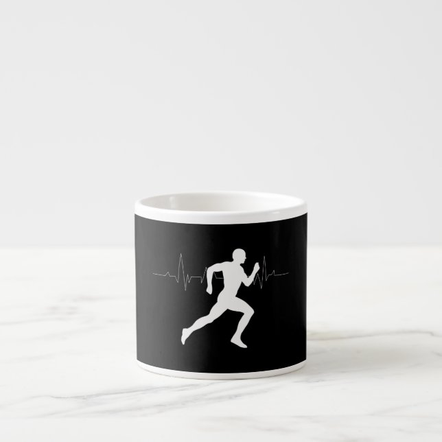 Silhouette HeartBeat Line für den Mann, der Läufer Espressotasse (Vorderseite)